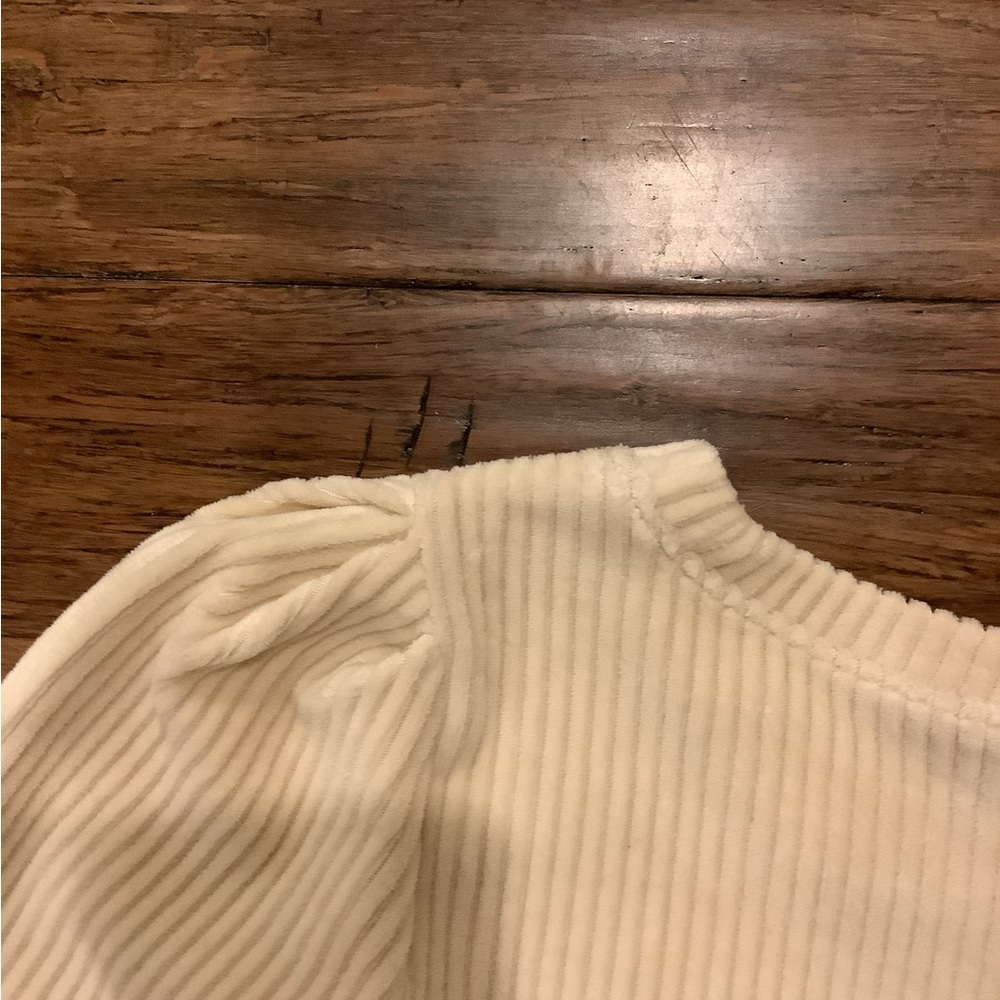 Cream Ribbed Top